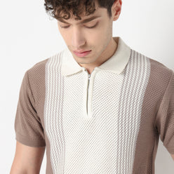 Hand Knit Jersey Striped Flat Knit T-Shirt