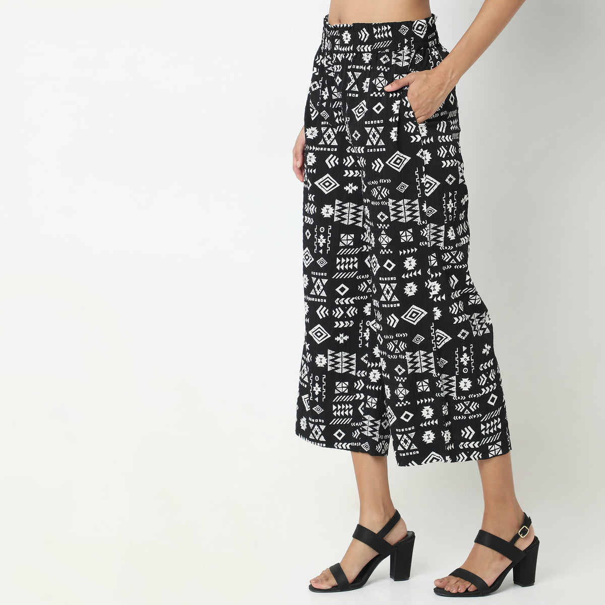 Flare Fit Printed Mid Rise Culottes