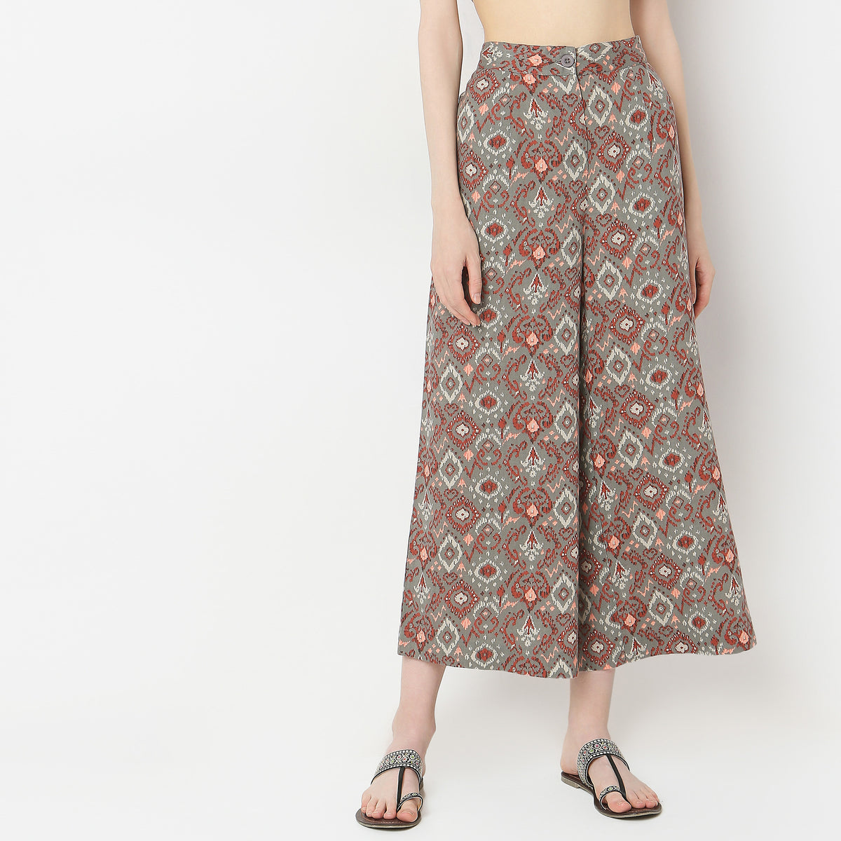 Flare Fit Printed Mid Rise Culottes