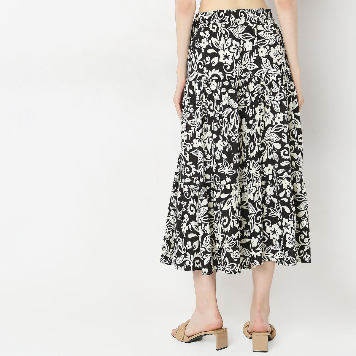 Flare Fit Printed High Rise Skirts