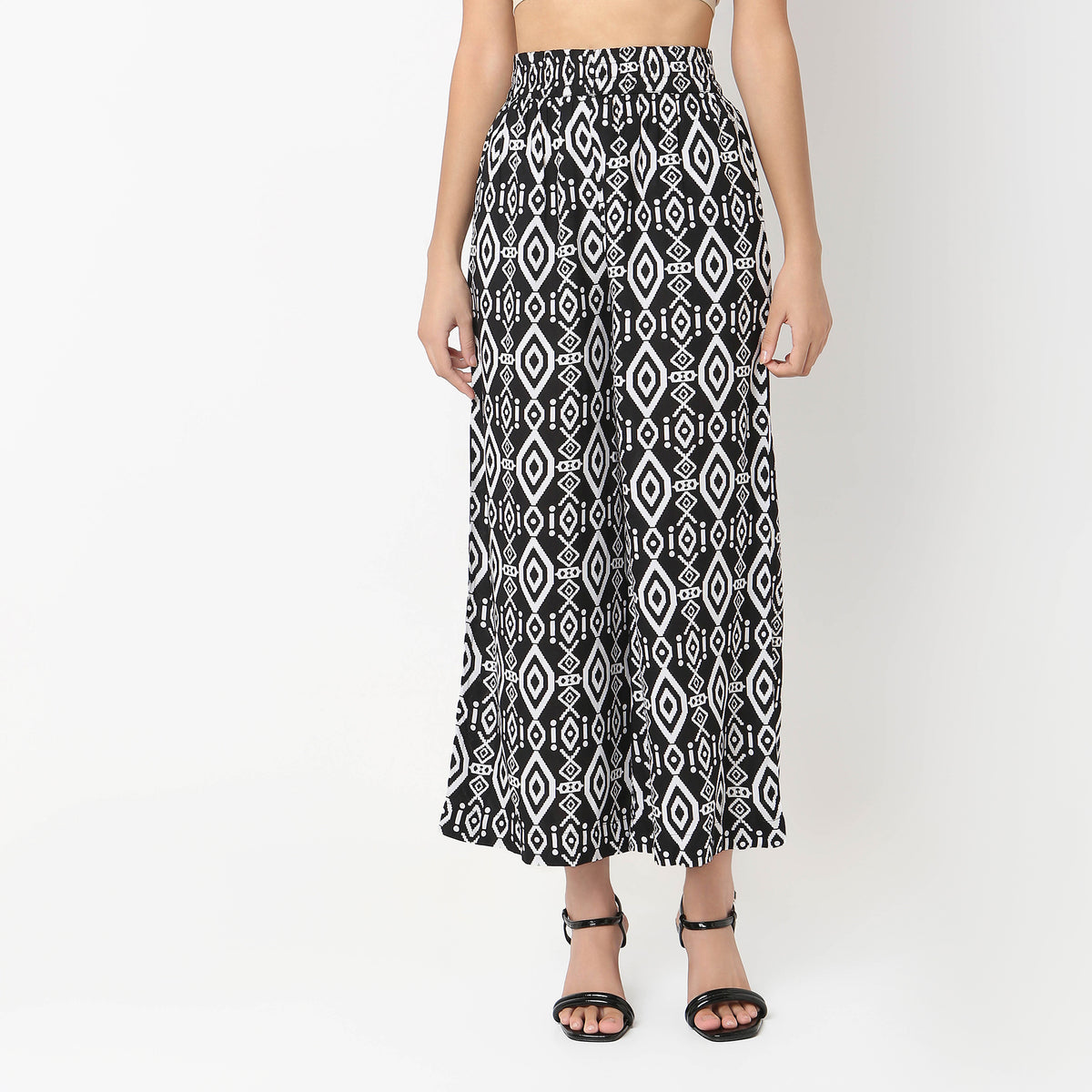 Straight Fit Printed High Rise Culottes