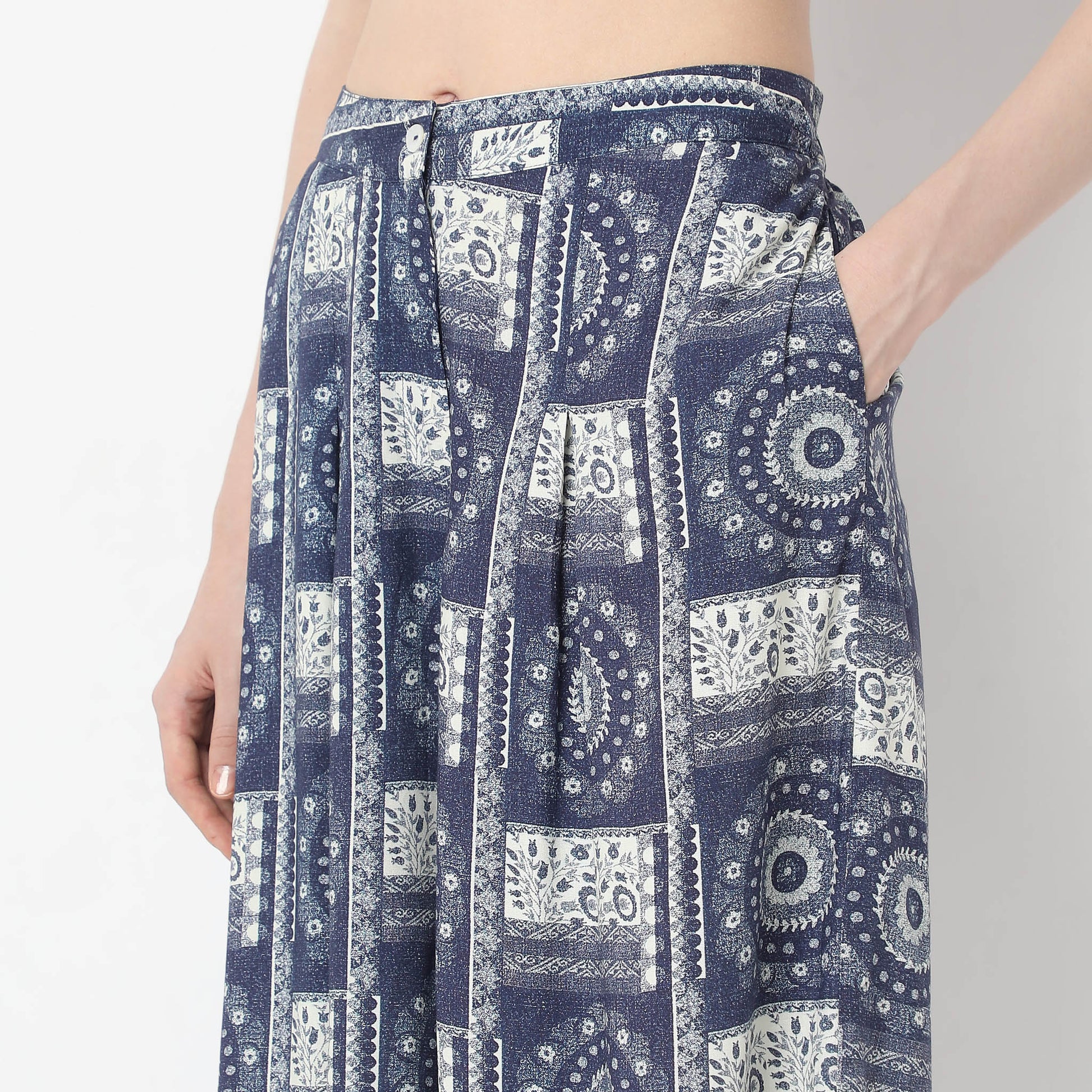 Abstract Print High Rise Straight Fit Culottes