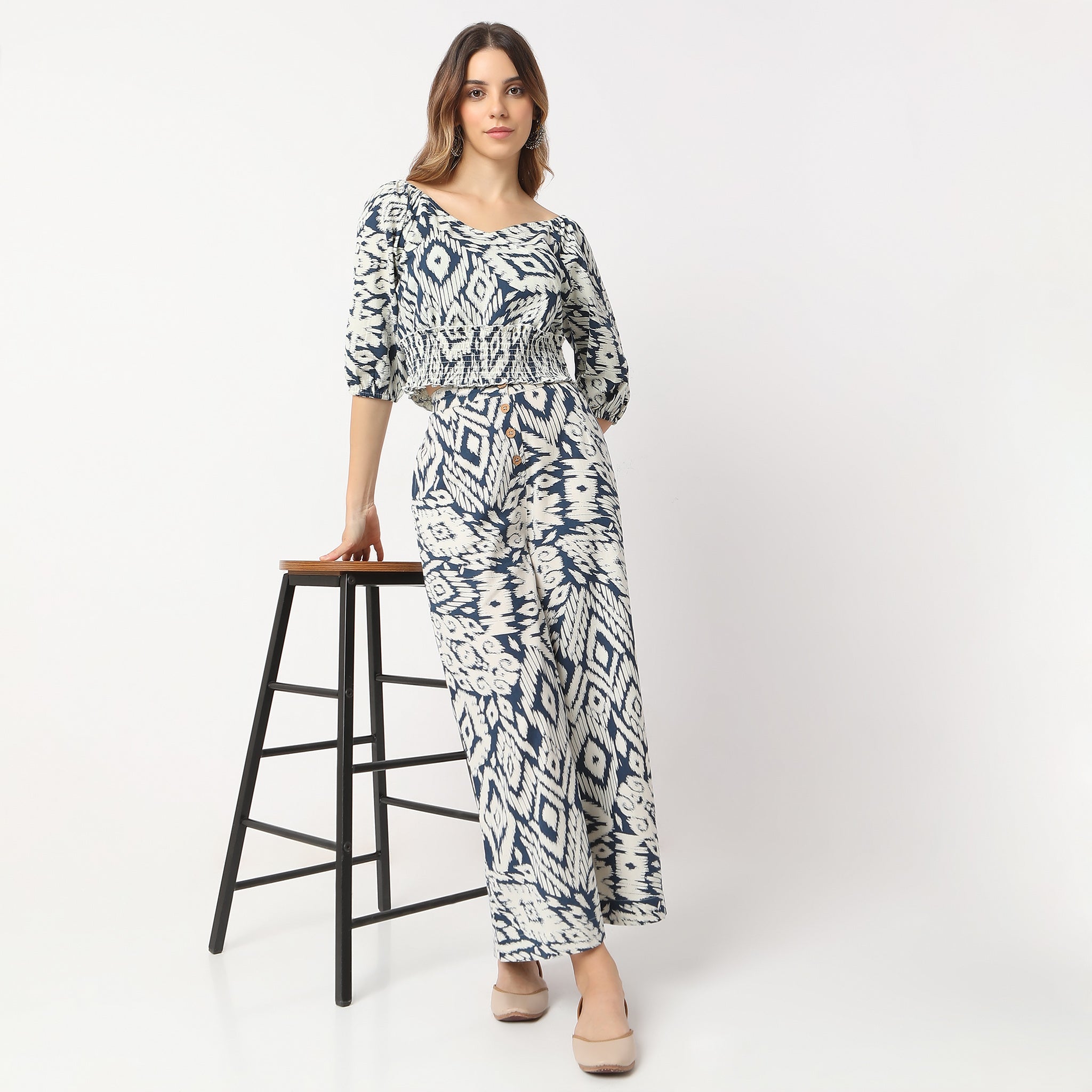 Printed Ankle Length Flared High-Rise Culottes