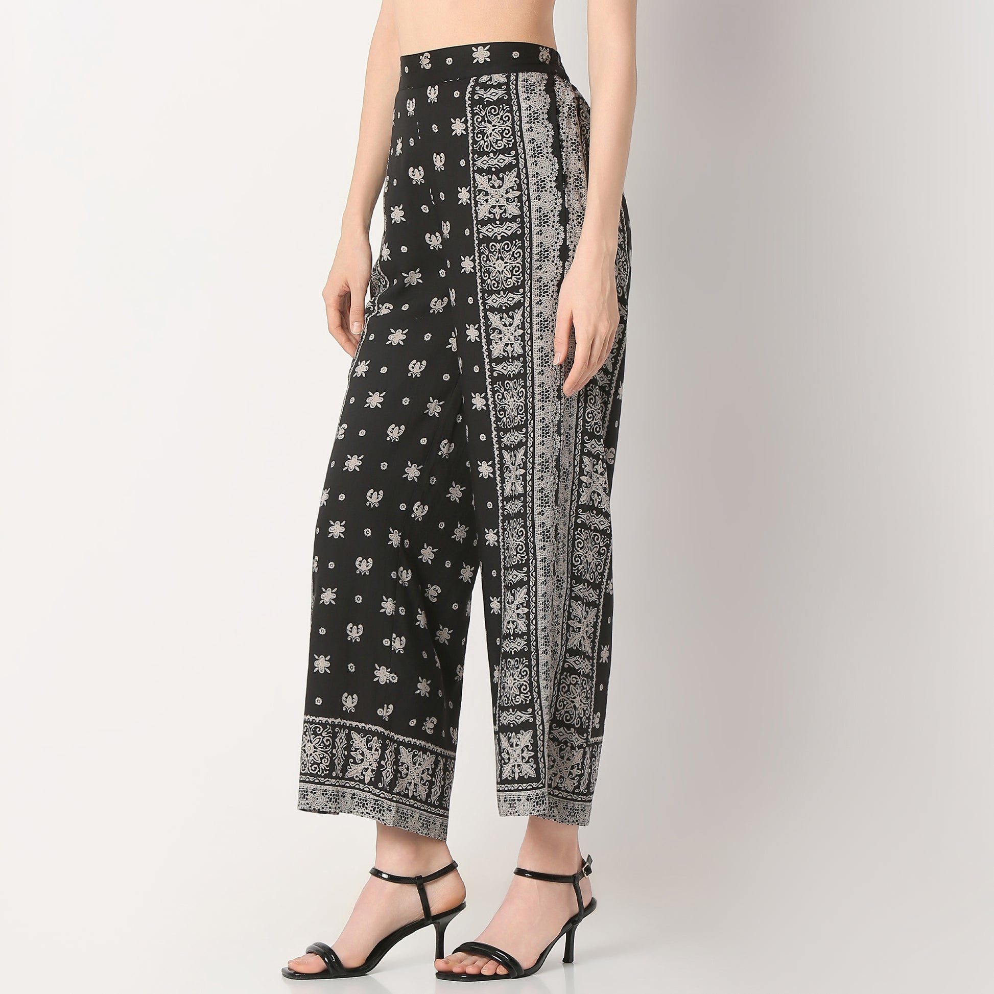 Flare Fit Printed High Rise Palazzos