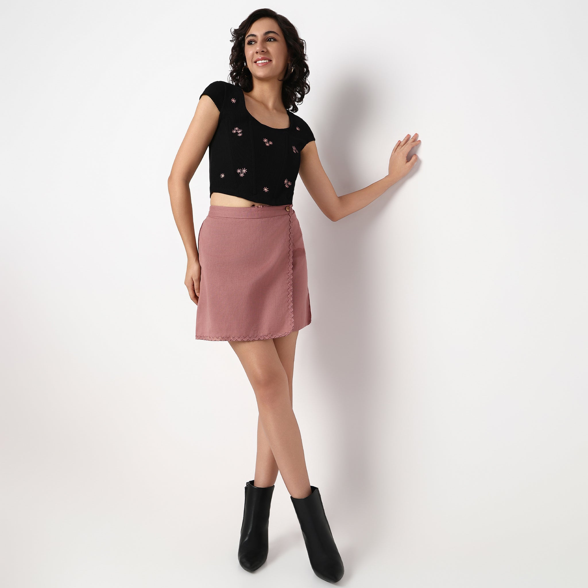 Woven Solid A-Line SKORT