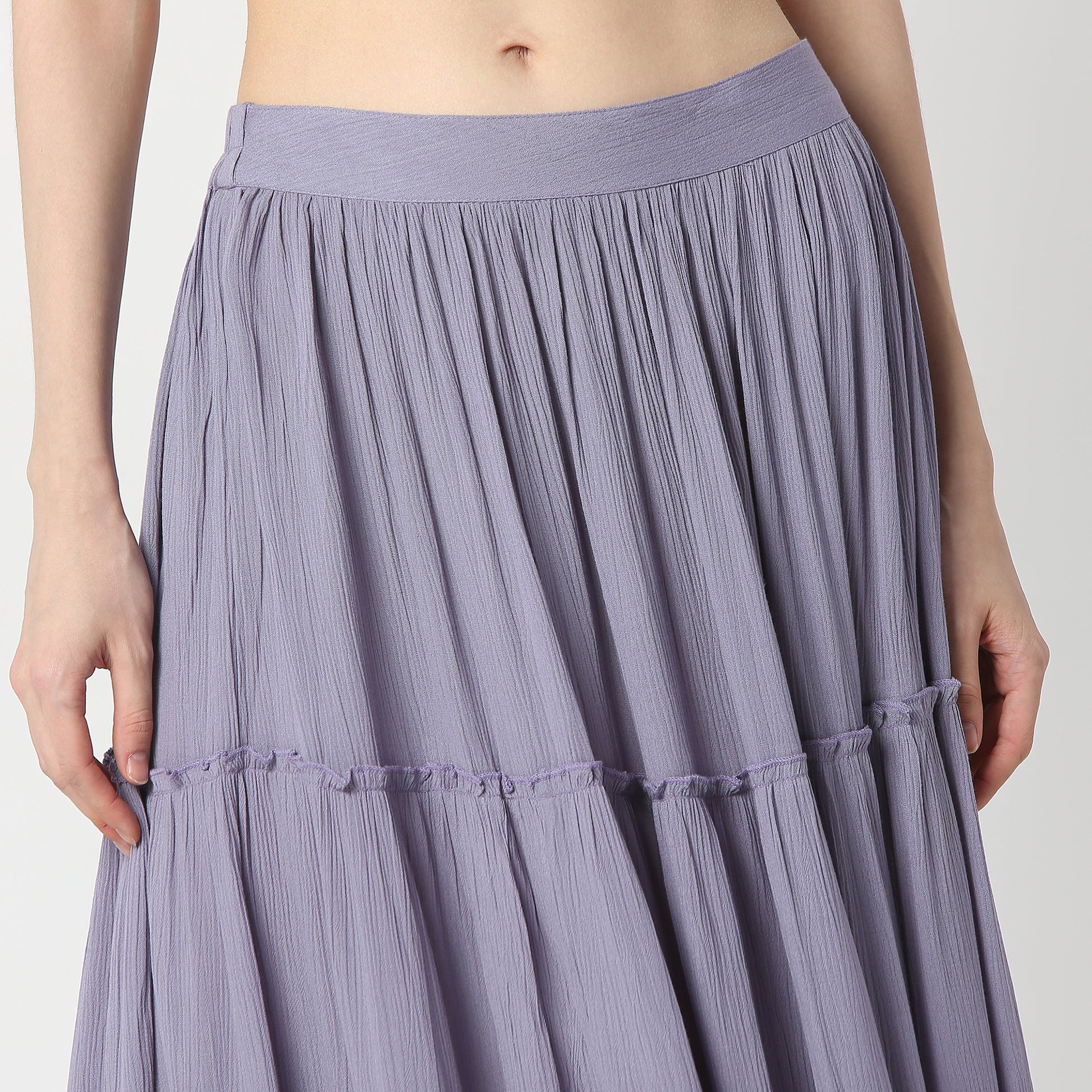 Flare Fit Solid High Rise Skirt
