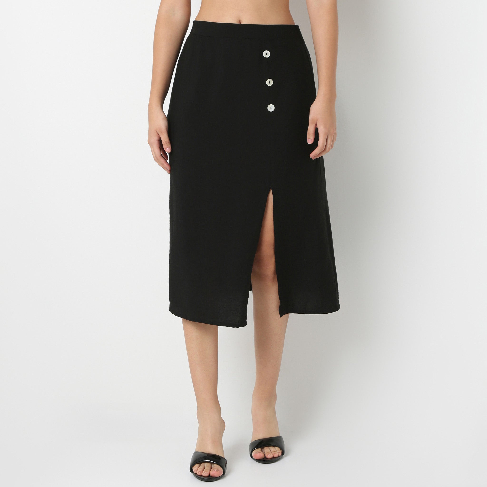 Straigh Fit High Rise Slit Skirt