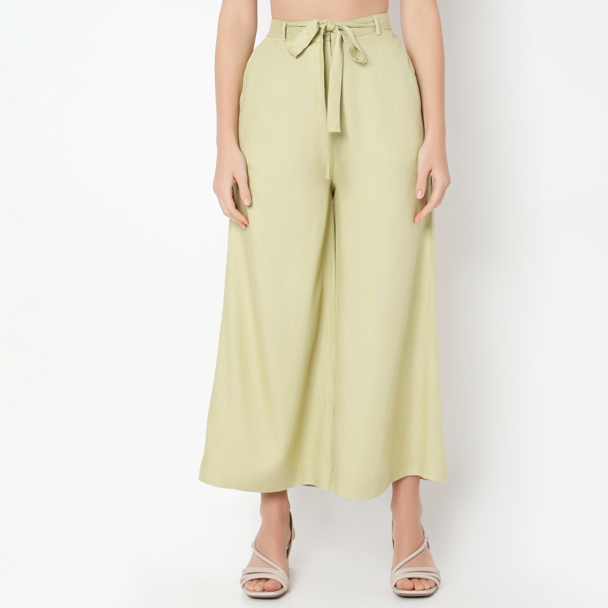 Flare Fit Solid Ankle Length High Rise Culottes