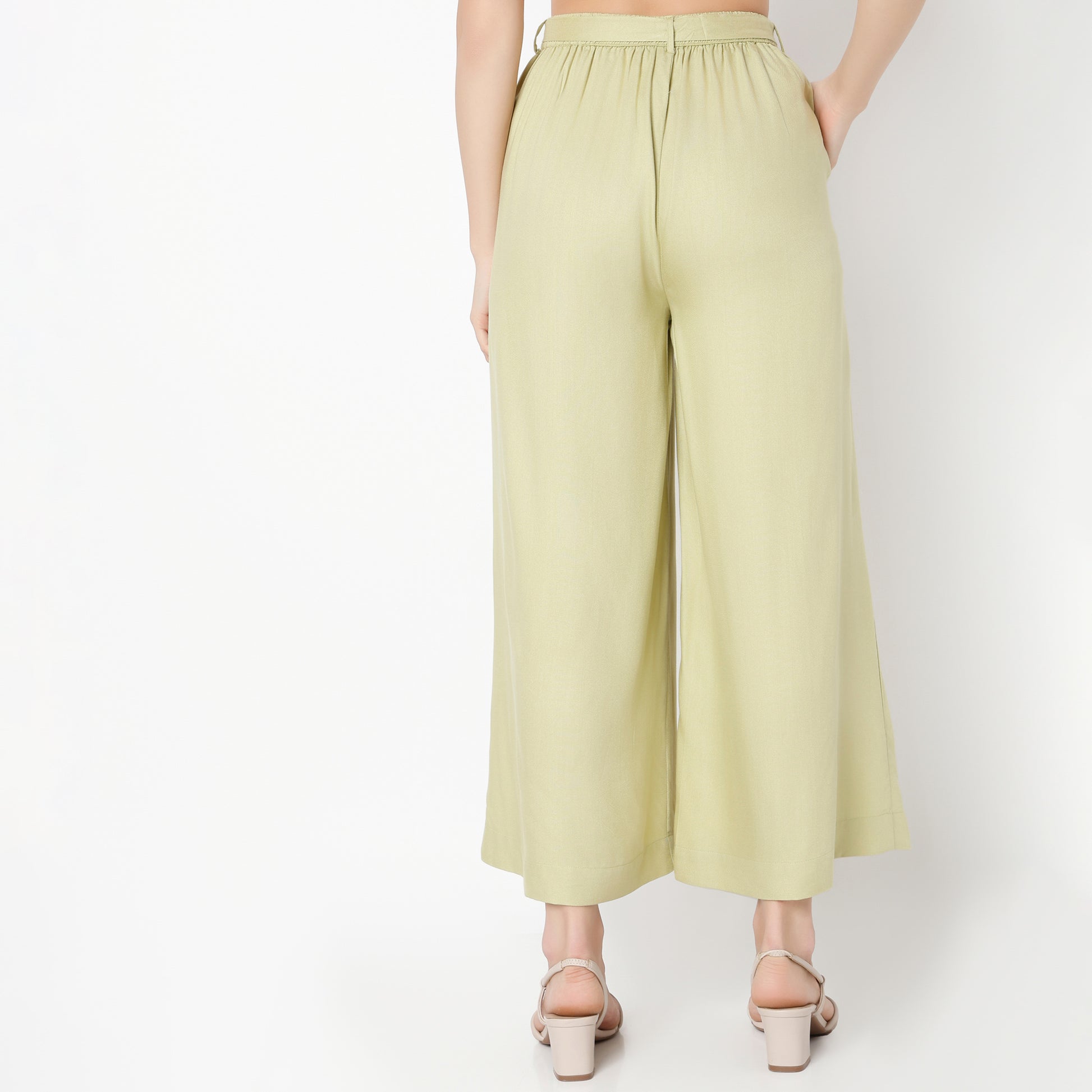 Flare Fit Solid Ankle Length High Rise Culottes