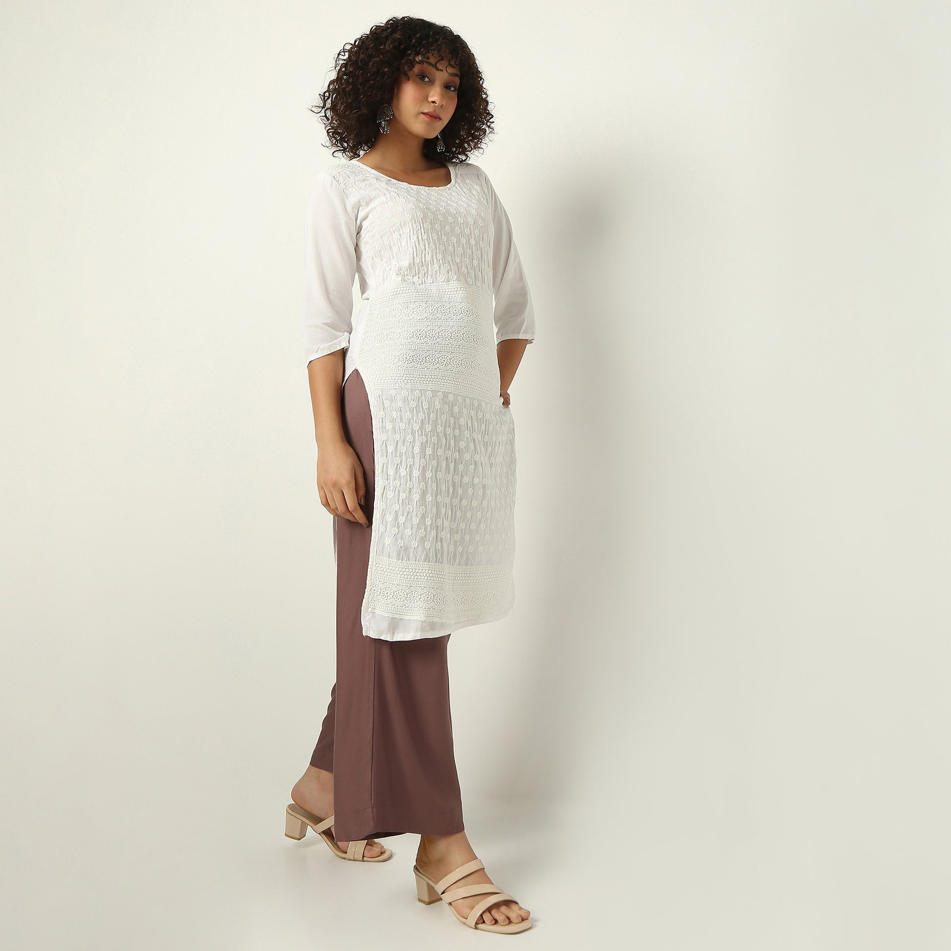 Flare Fit Solid Ankle Length High Rise Culottes