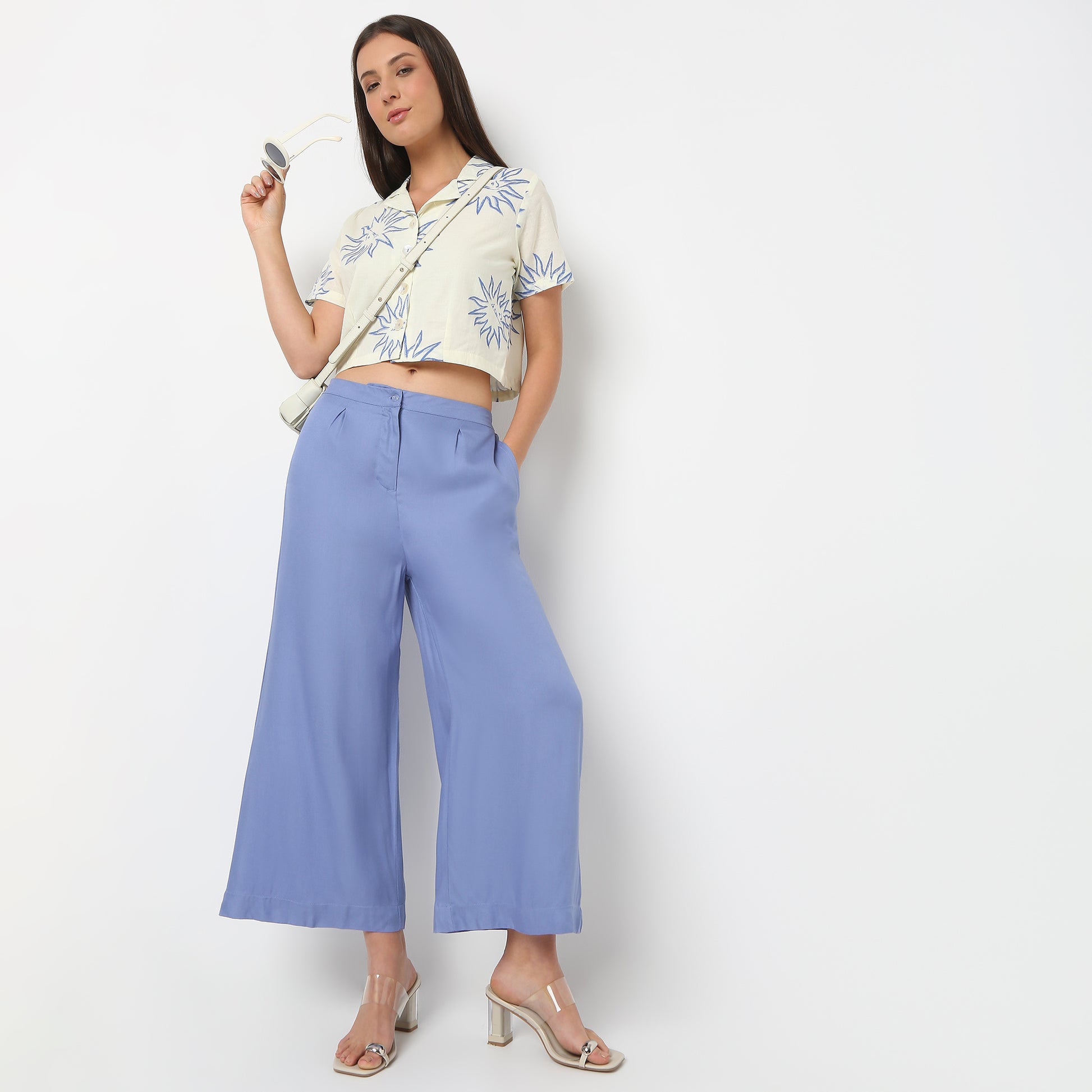 Solid Ankle Length Straight Fit Ethnic Palazzo