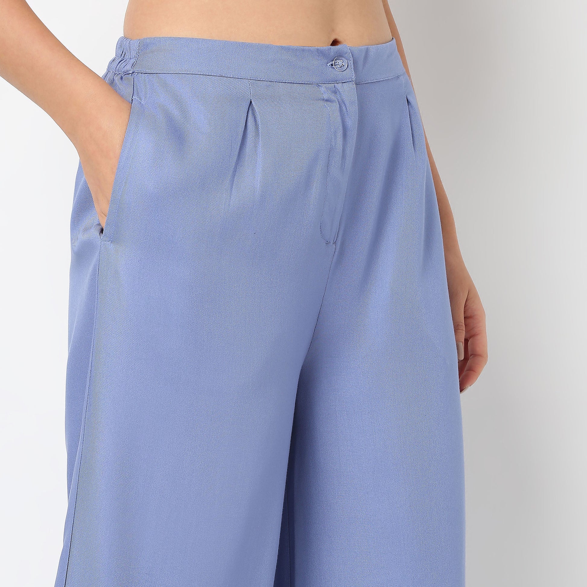 Solid Ankle Length Straight Fit Ethnic Palazzo