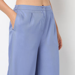 Solid Ankle Length Straight Fit Ethnic Palazzo