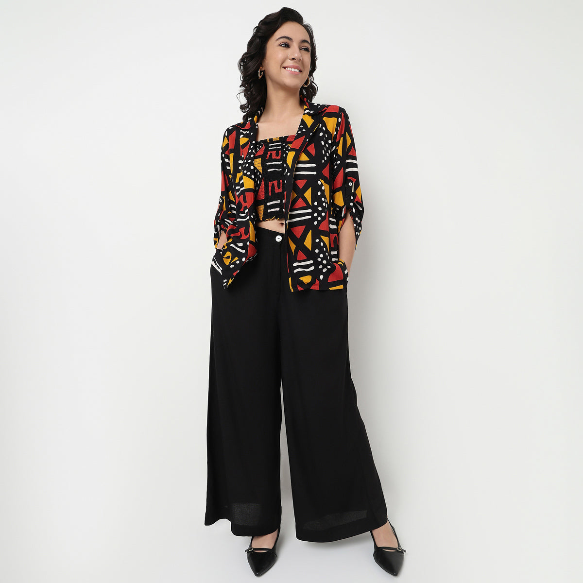 Order Now Women Solid Straight Flare Fit Mid Rise Ethnic Wear Pant by Style Union