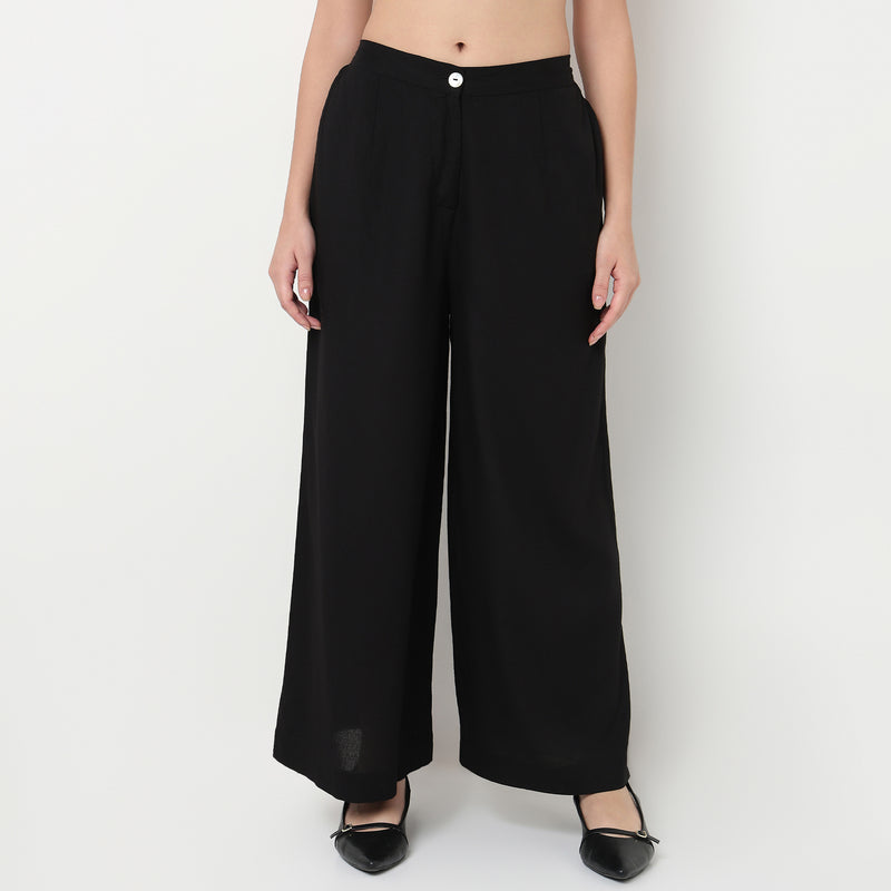 Order Now Women Solid Straight Flare Fit High Rise Ethnic Wear Pant by Style Union