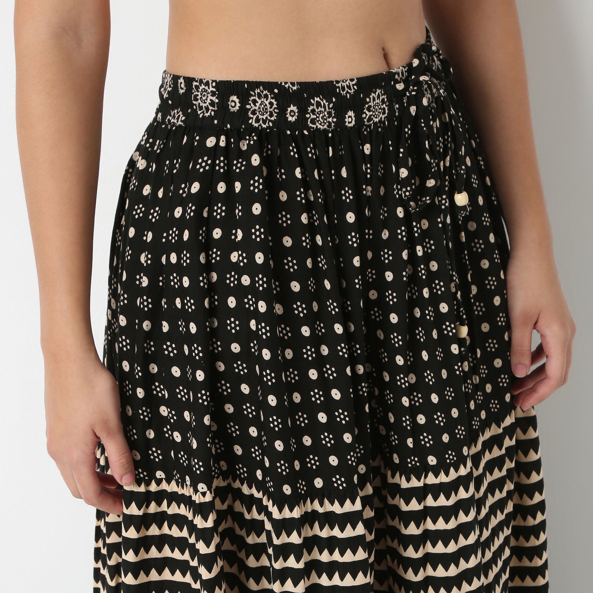 Flare Fit High Rise Tiered Skirt