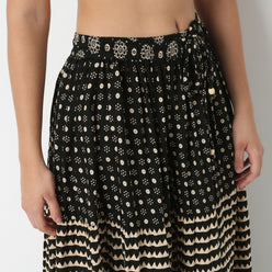 Flare Fit High Rise Tiered Skirt