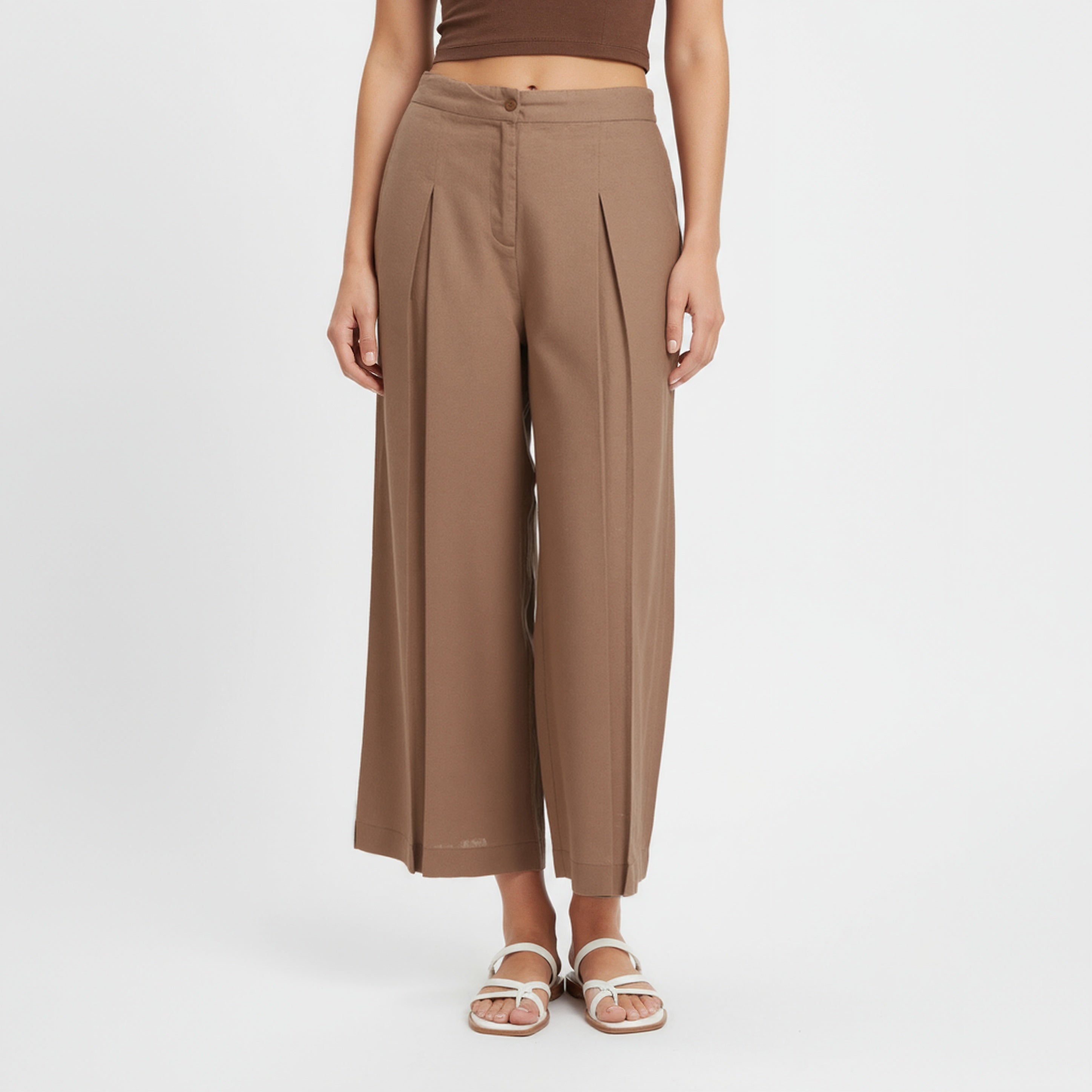 Ankle Length Solid Flared Pants