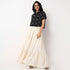 Woven Solid Flared Tiered Skirt