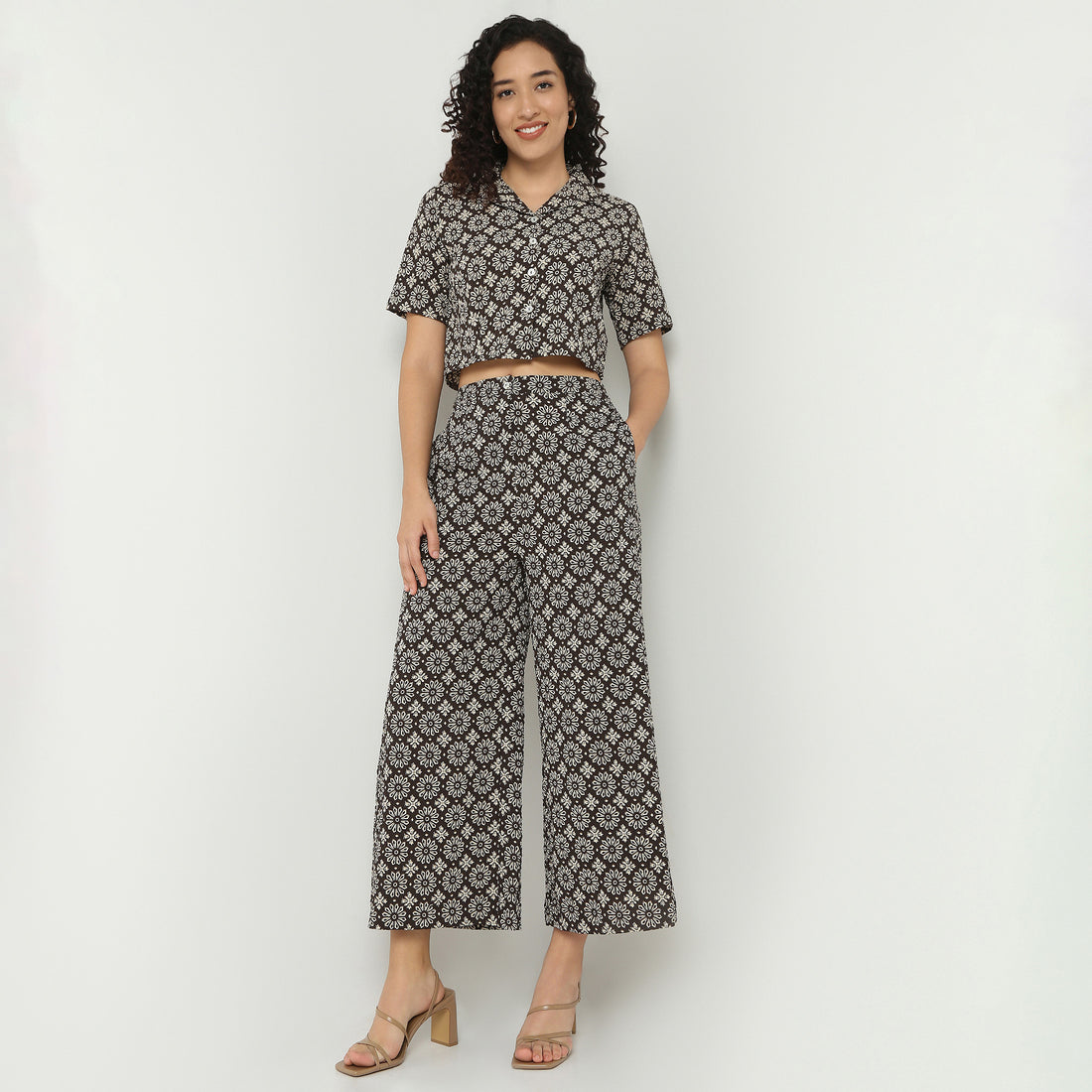 Straight Fit High Rise Ethnic Palazzo