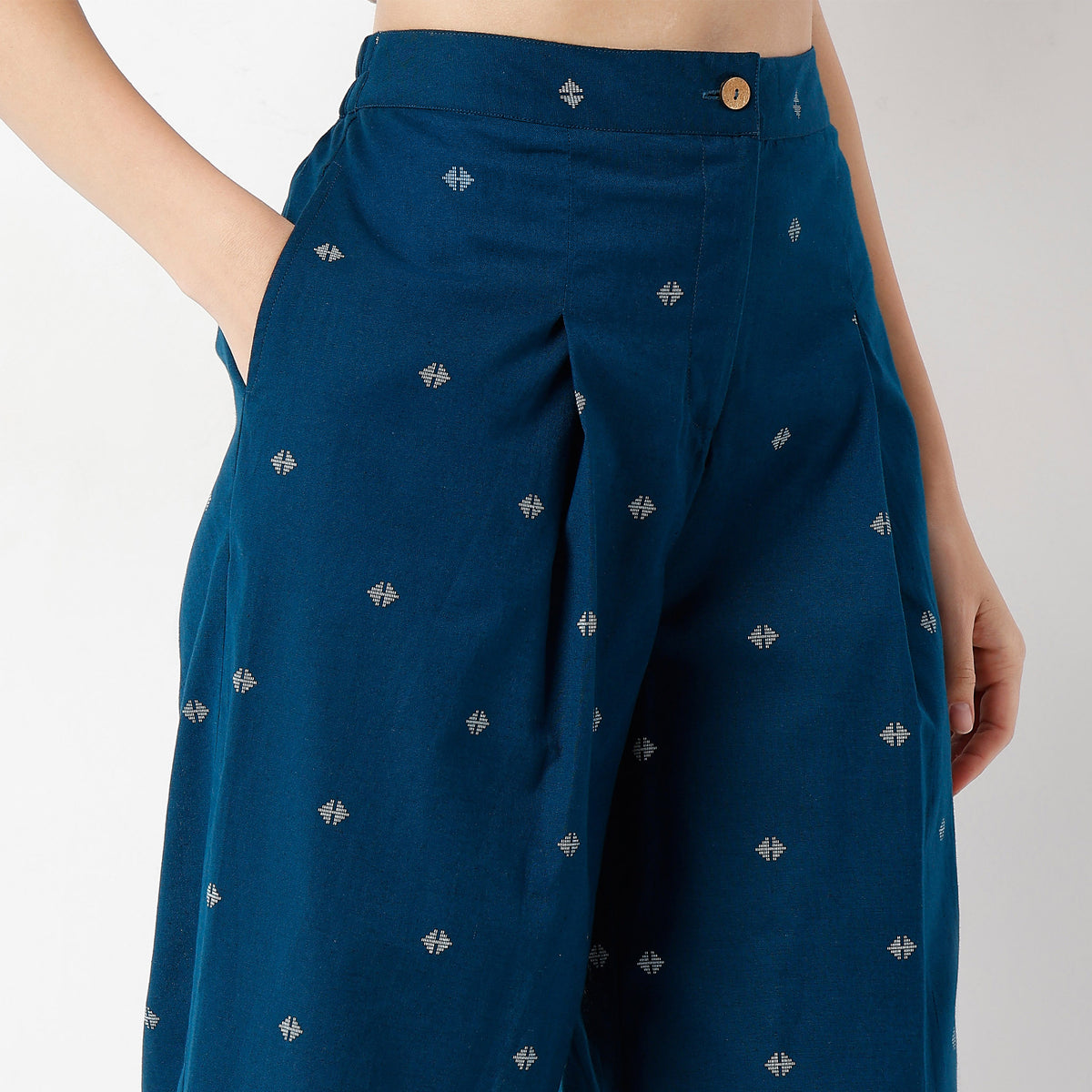 Flare Fit Printed Ankle Length Mid Rise Pants