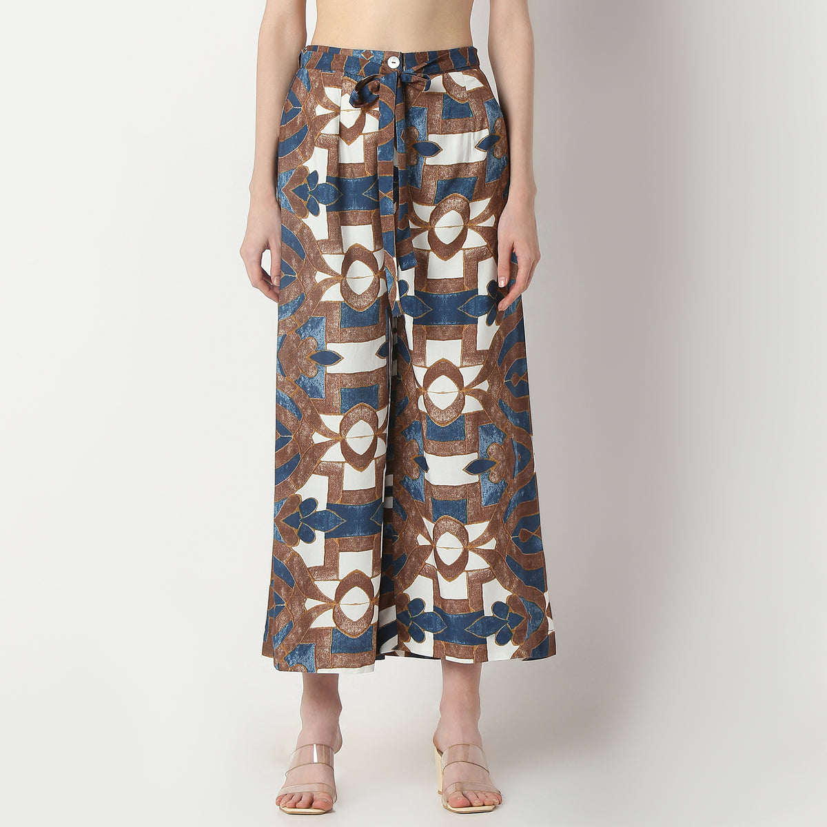 Flare Fit Printed High Rise Palazzos