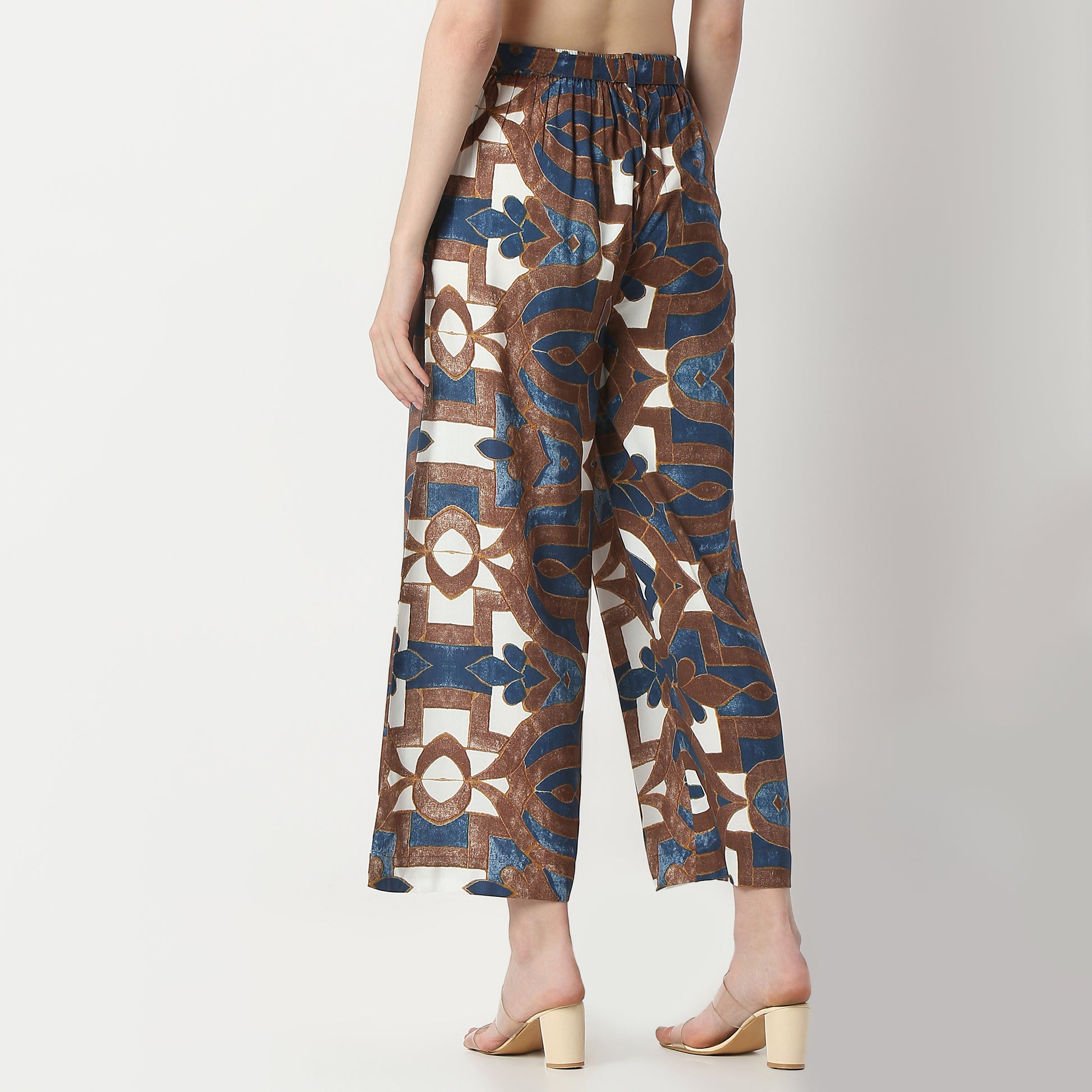 Flare Fit Printed High Rise Palazzos