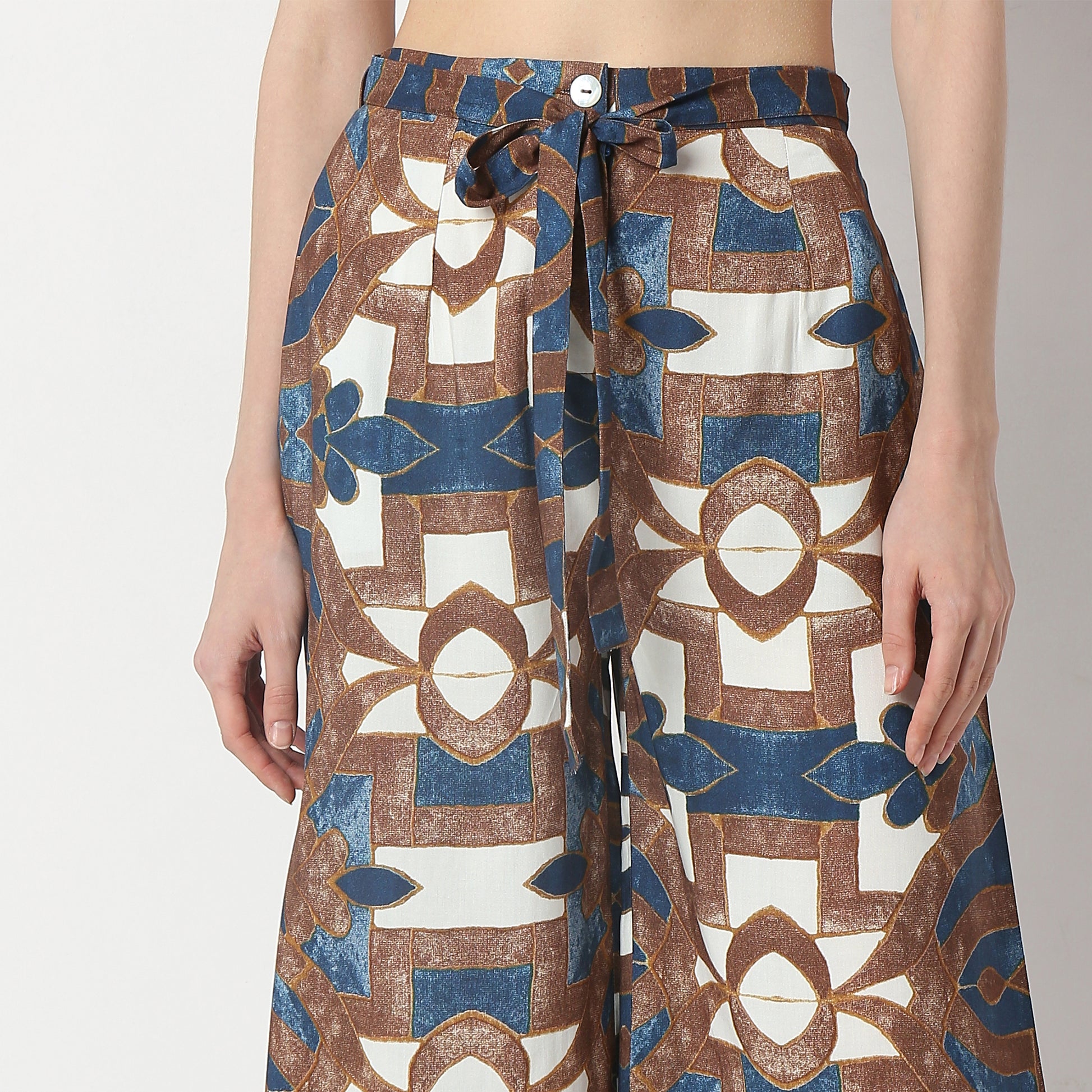 Flare Fit Printed High Rise Palazzos