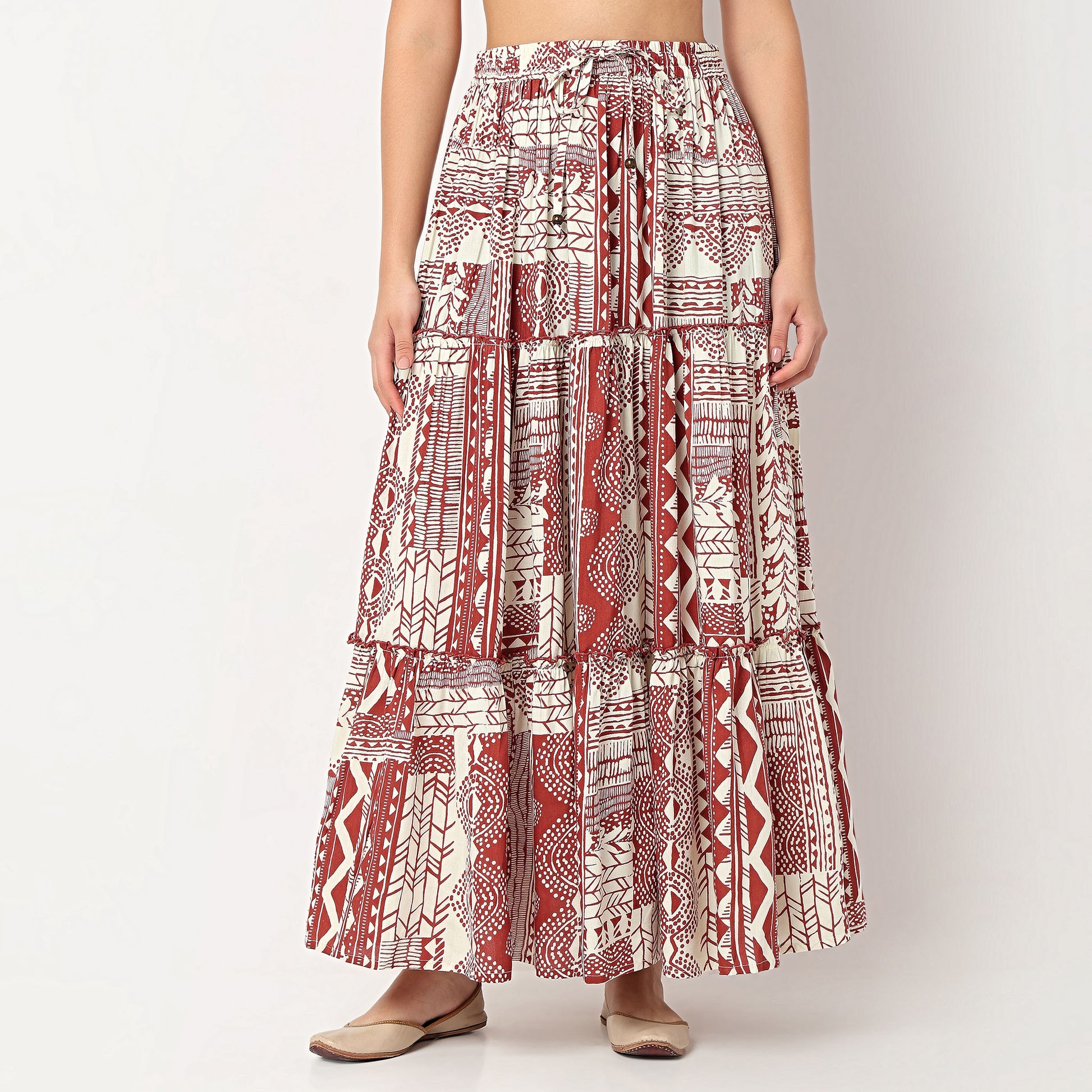 Cotton Printed High Rise Skirt
