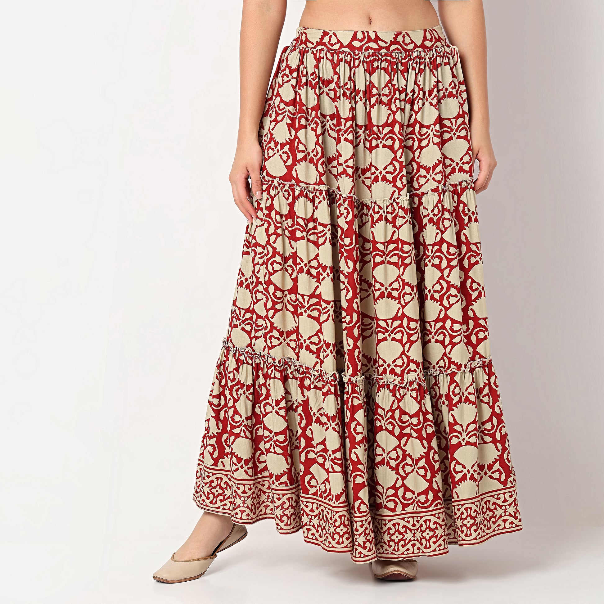 Printed Flared High Rise Skirt