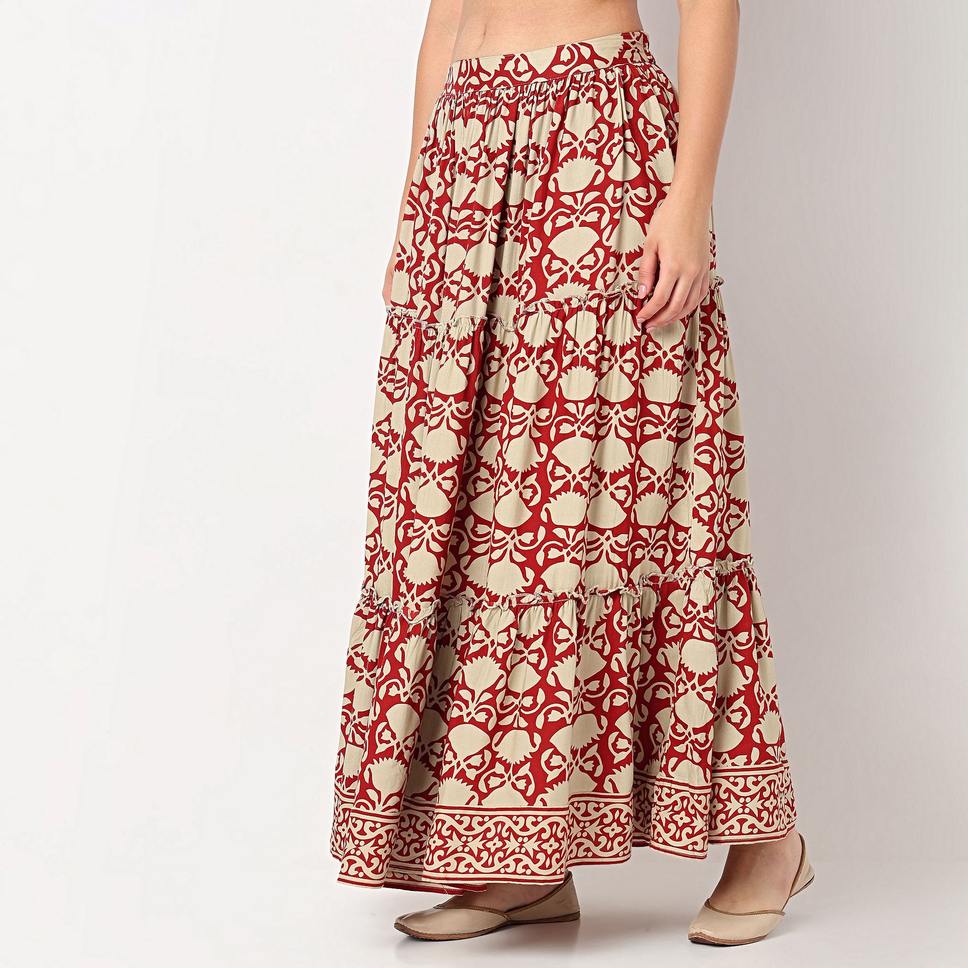 Printed Flared High Rise Skirt