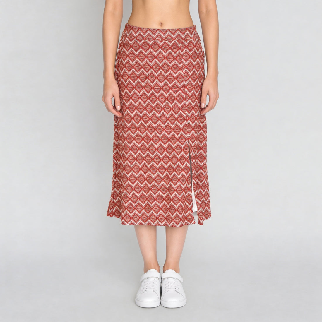 Cotton Printed Straight Slit Skirt