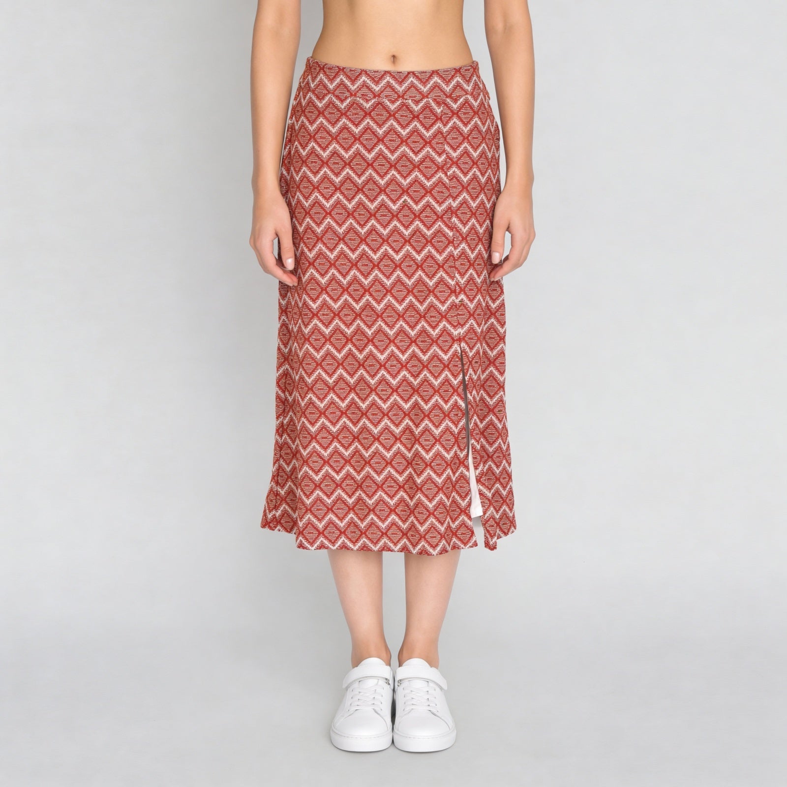 Cotton Printed Straight Slit Skirt