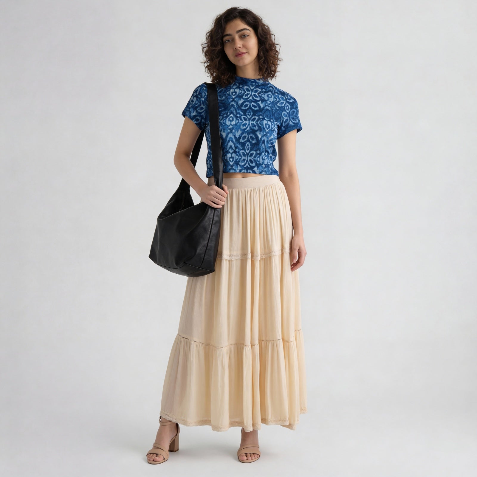 Flared High Rise Tiered Skirt