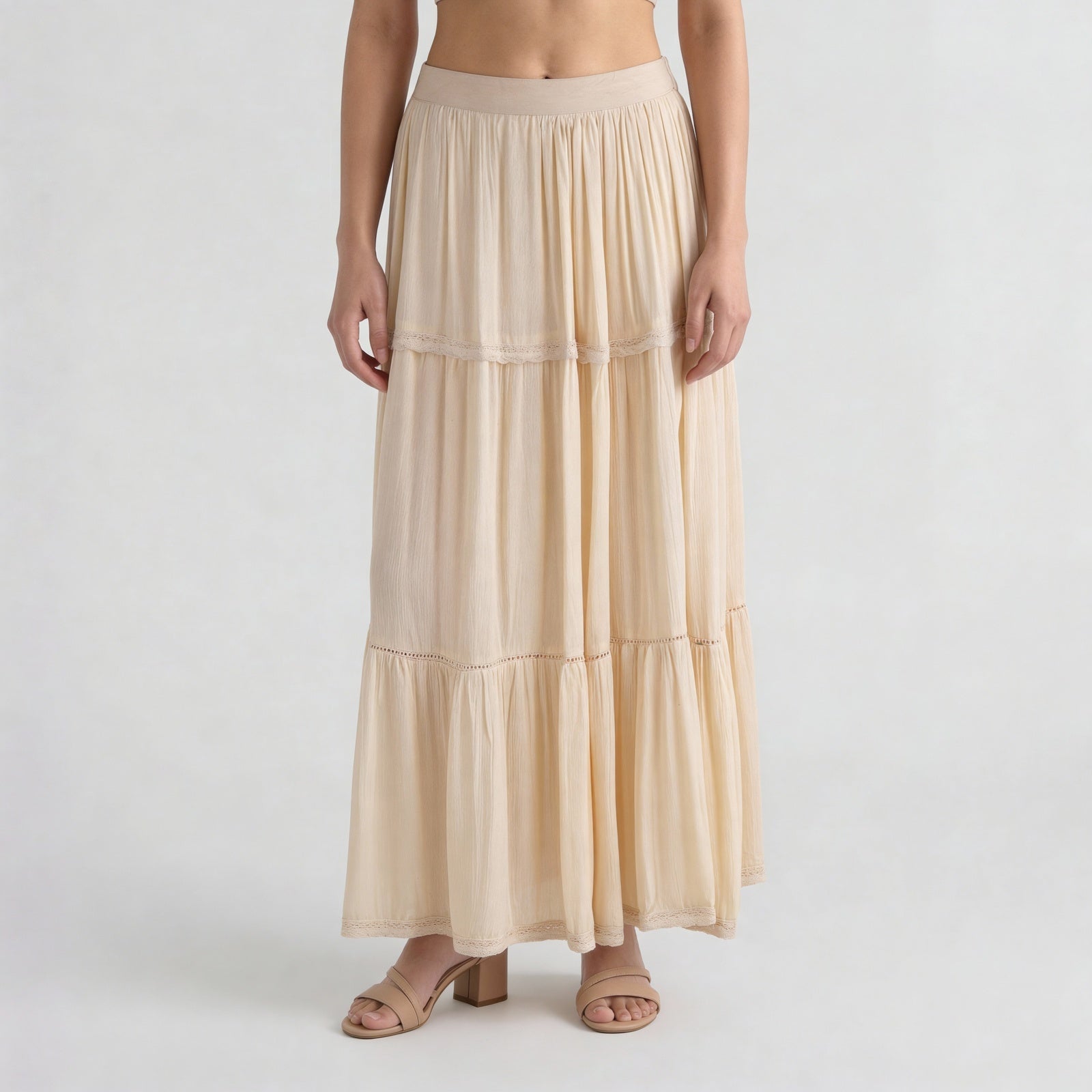 Flared High Rise Tiered Skirt