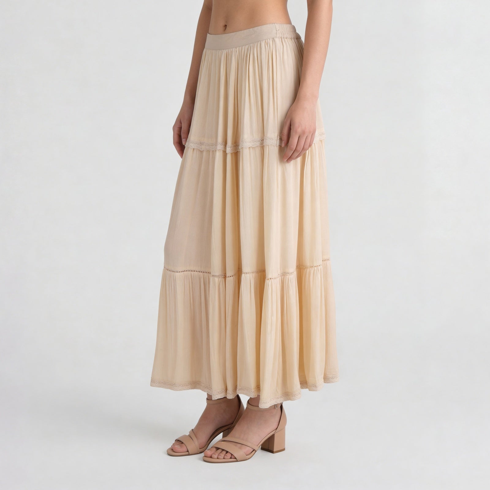 Flared High Rise Tiered Skirt