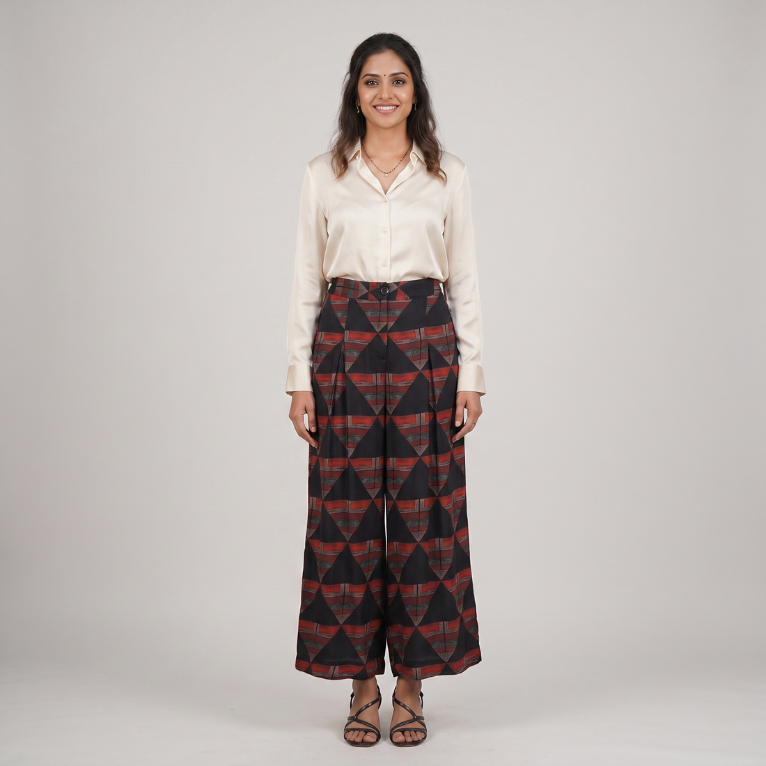 Printed High Rise Straight Pant