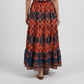 Printed Tiered Mid Rise Skirt