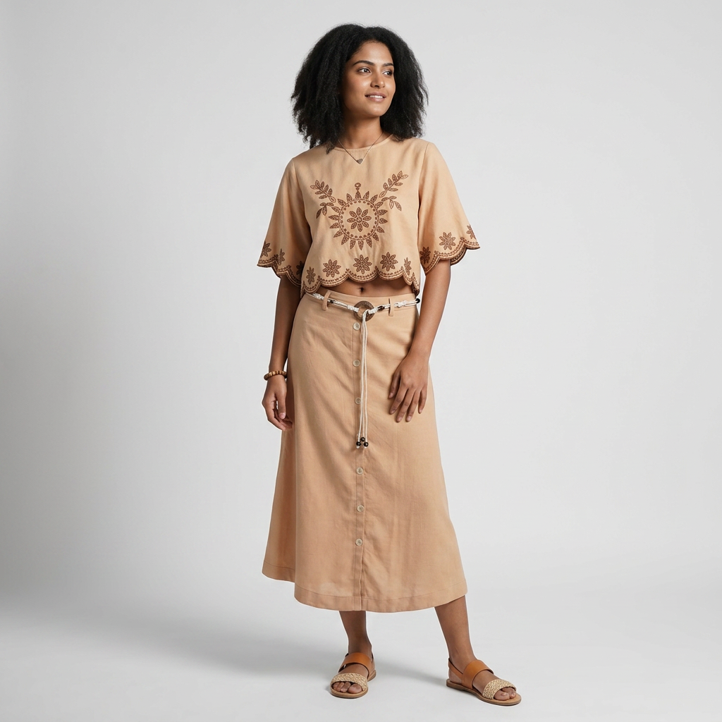 Solid Straight A Line Skirt