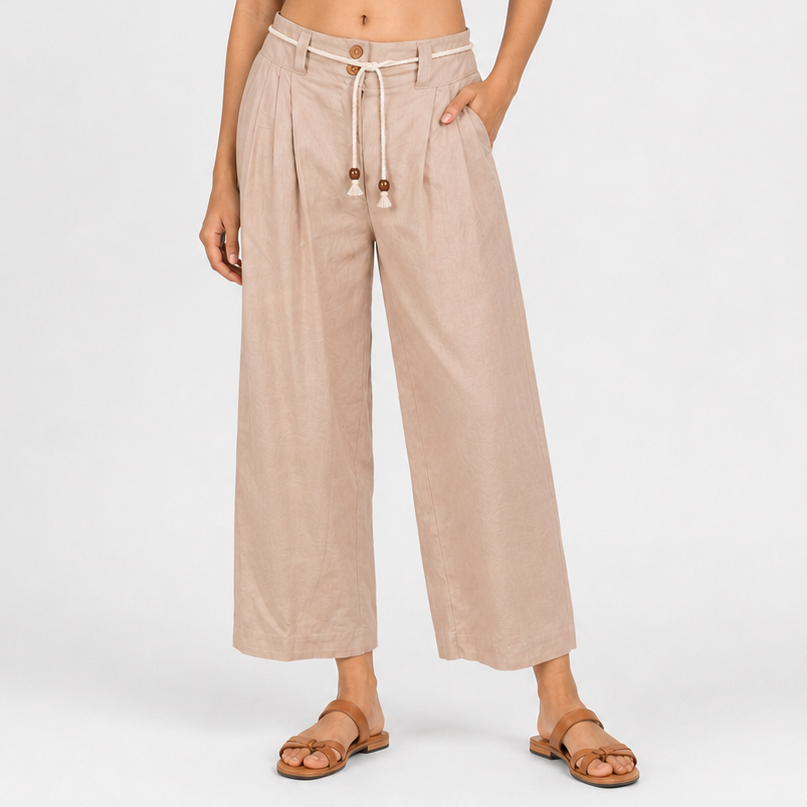 Solid Straight High Rise Pant