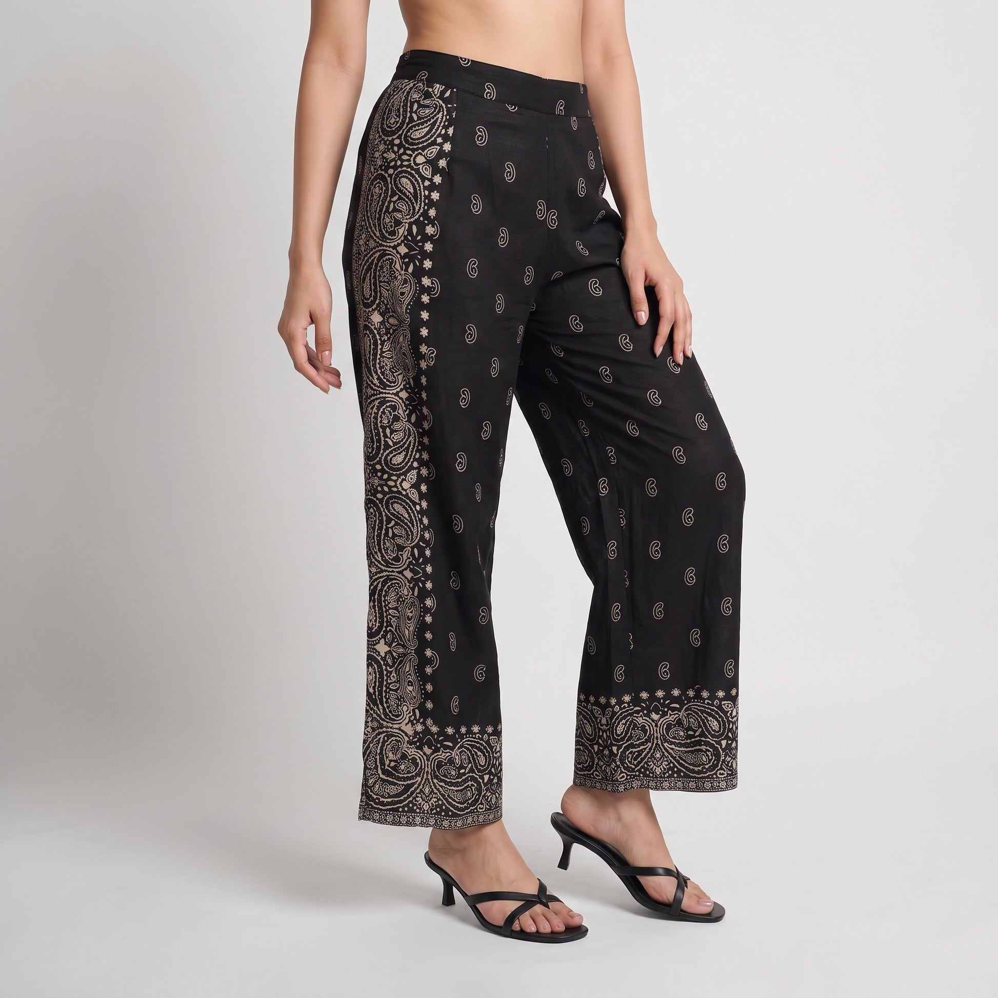 Cotton Printet High Rise Pants