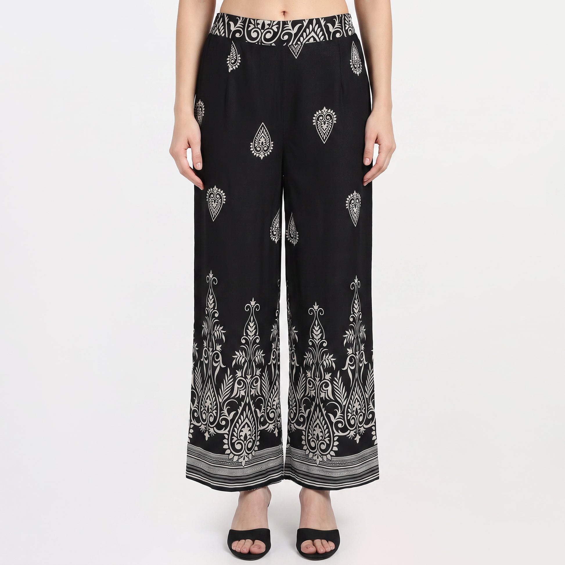 Printed Flared High Rise Pants