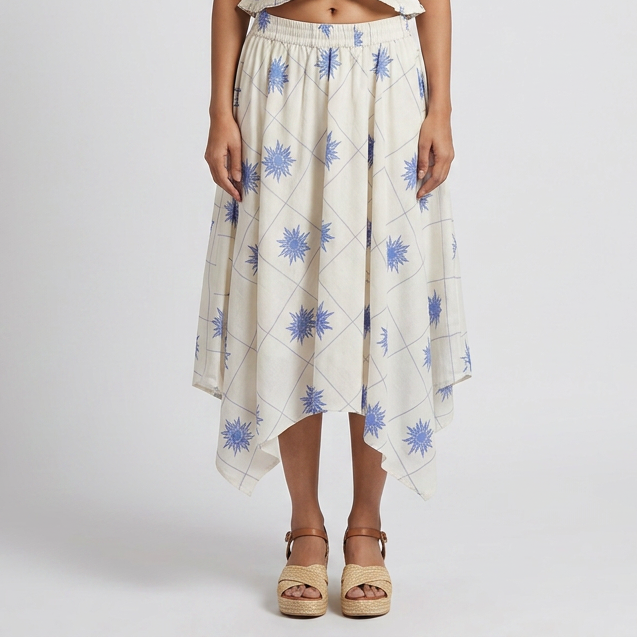 Printed Flared Mid Rise Skirt