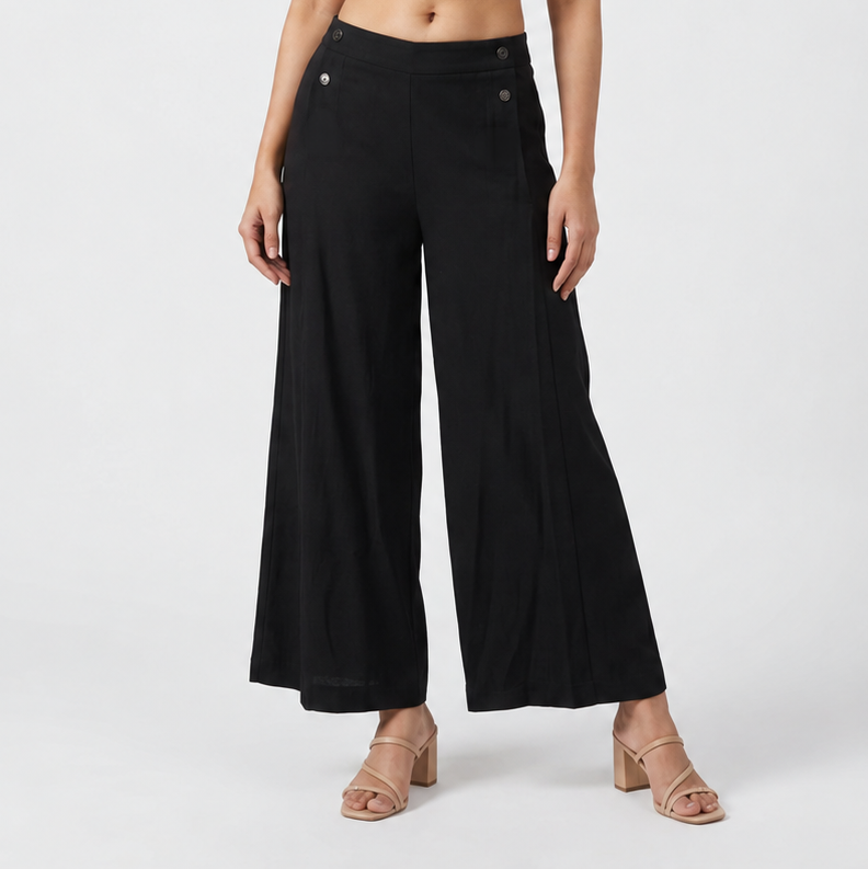 Solid Straight High Rise Pants