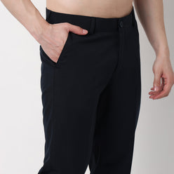 Regular Fit Solid Mid Rise Trousers