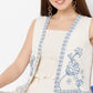 Embroidered Square Neck Vest Sleeveless Crop Top with Pant & with Shrug Set
