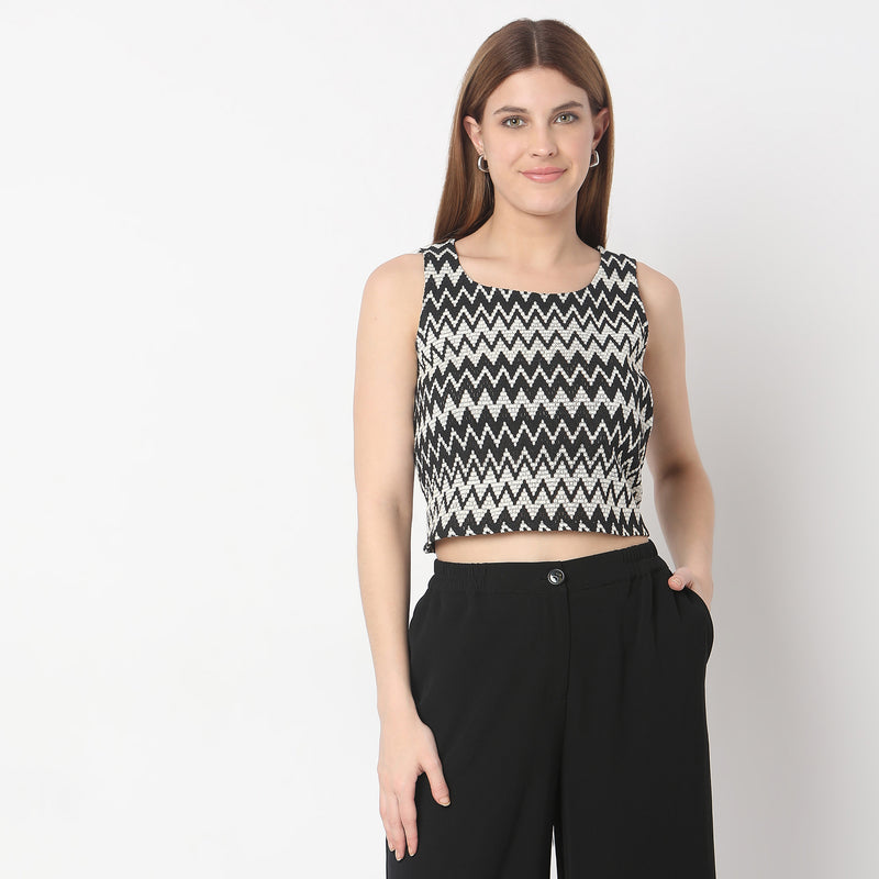 Regular Fit Printed Crop Top