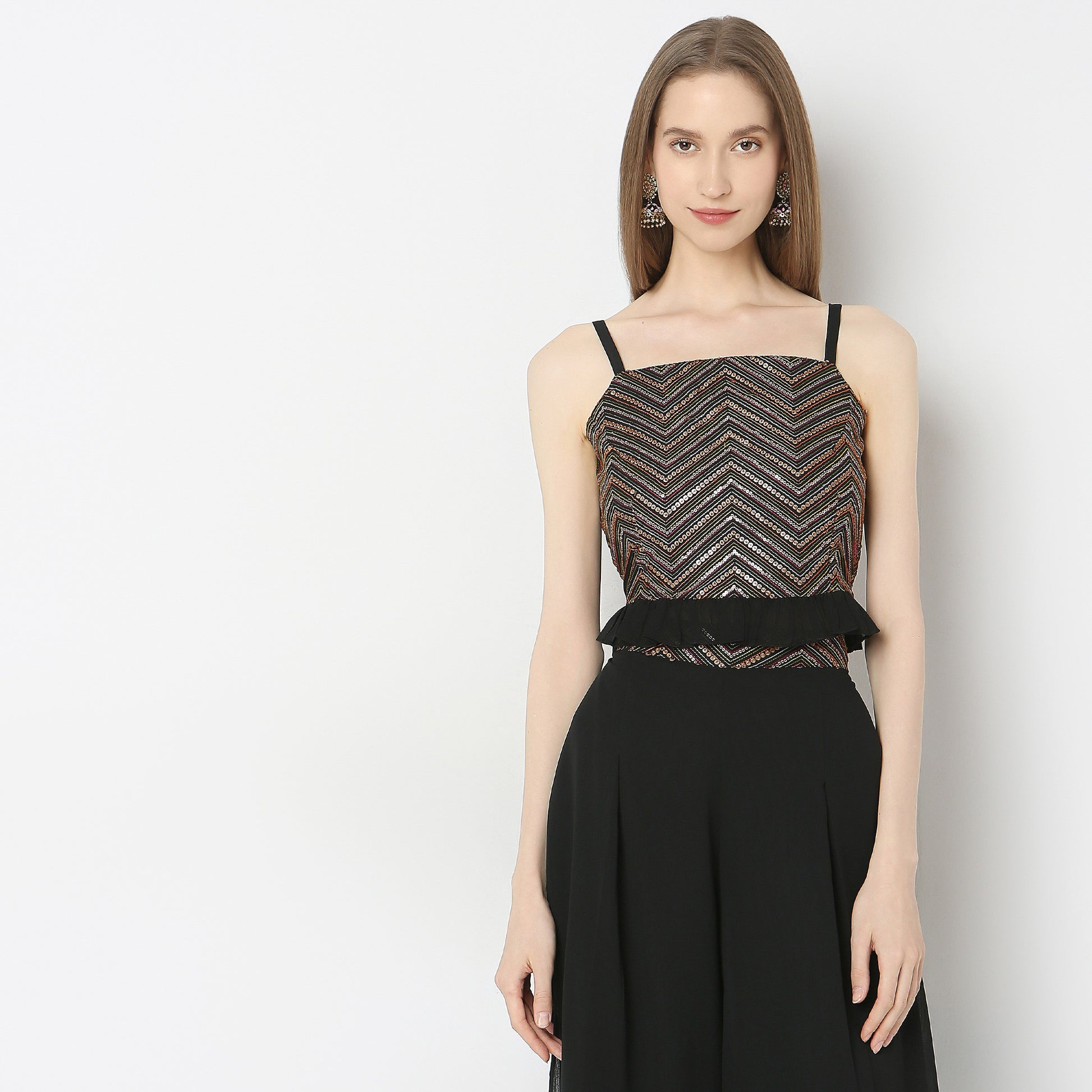 Skinny Fit Embellished Crop Top