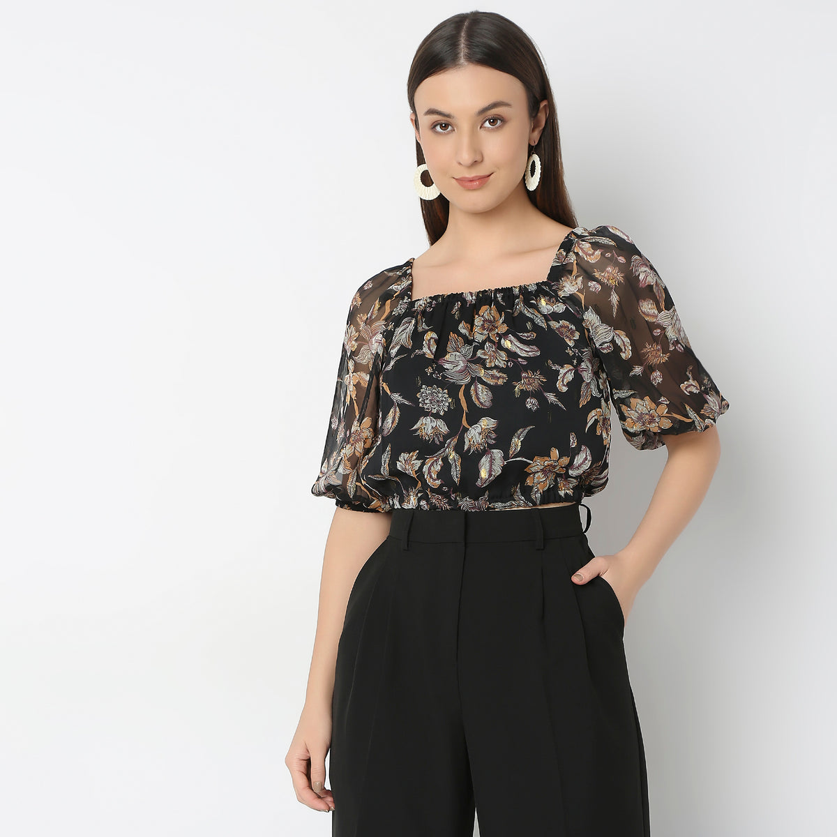 Regular Fit Printed Crop Top