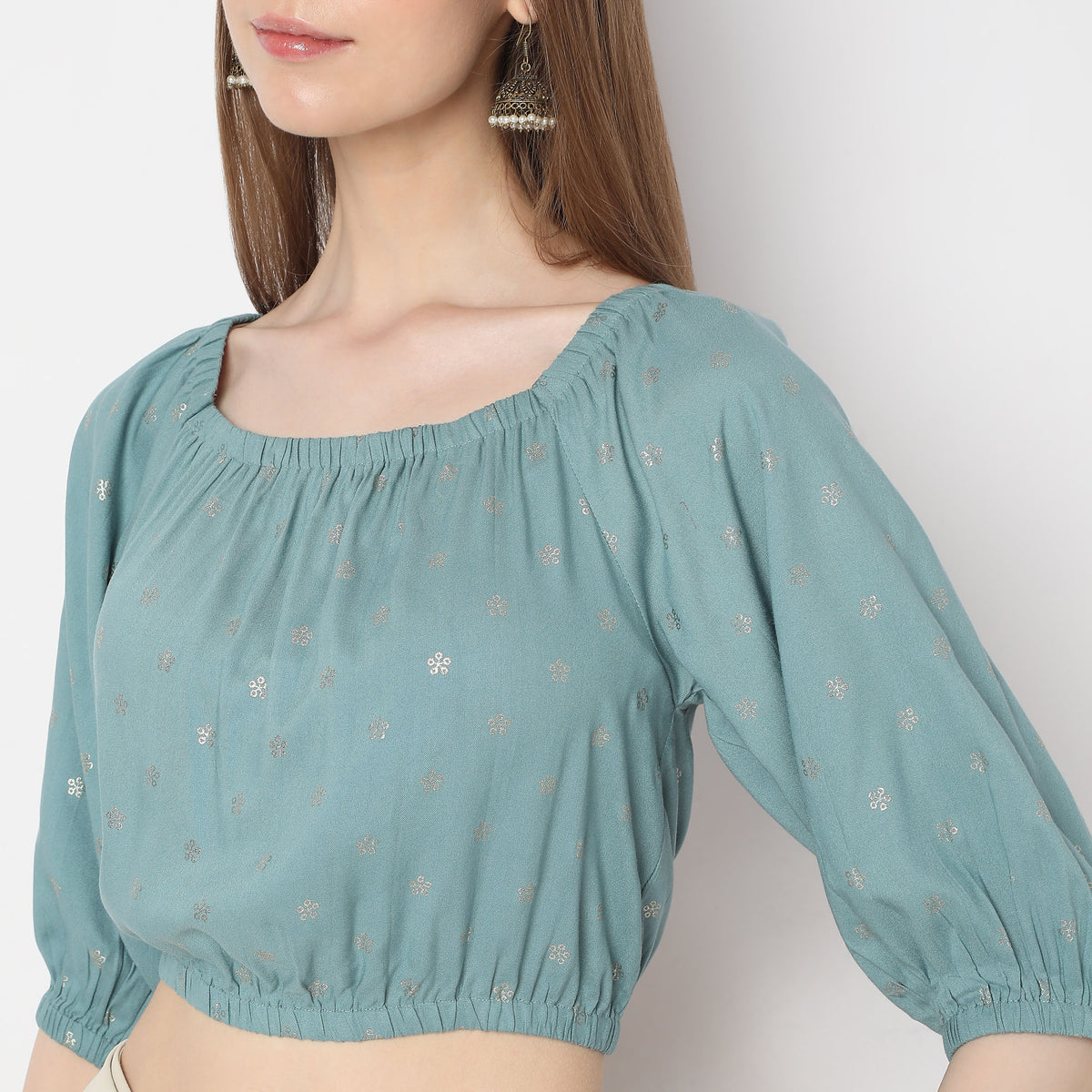 Straight Fit Embellished Crop Top